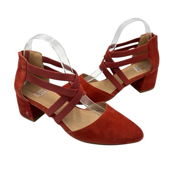 Eileen Fisher Rust Suede Strappy Heels - Picture 1 of 12